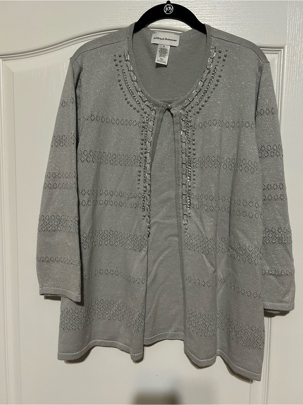 Alfred Dunner Silver Metallic Knit Top